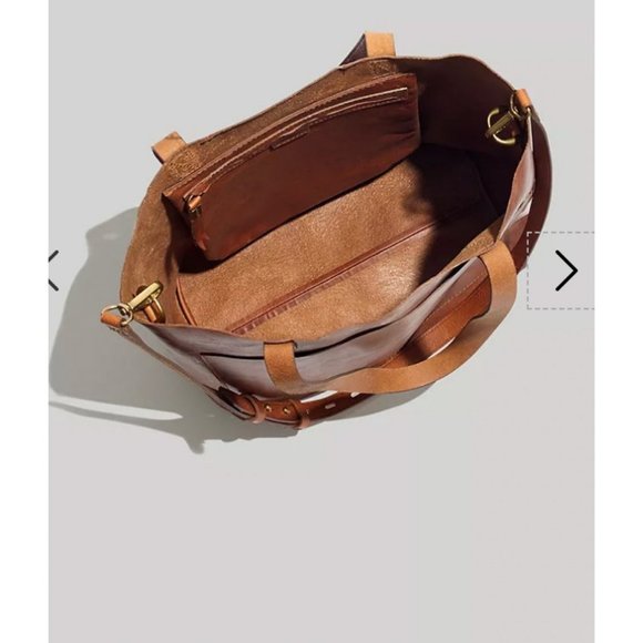Madewell Womens $168 Medium Transport Tote English Saddle Brown F5788 Embossed 4 - Picture 2 of 16